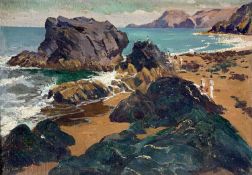 ‡ CHRISTOPHER WILLIAMS oil on board - entitled verso 'Tresaith, Cardigan', in believed artist's