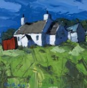 ‡ WYN HUGHES oil on board - whitewashed cottage, signedDimensions: 22.5 x 22.5cmsProvenance: