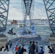 ‡ NICK HOLLY acrylic - entitled verso 'Newport Transporter Bridge', signedDimensions: 28 x 27.