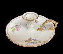 RARE SWANSEA PORCELAIN CHAMBER CANDLE STICK circa 1814-1826, having a dish base of unusual wide
