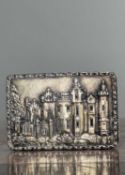 WILLIAM IV SILVER GILT 'CASTLE TOP' VINAIGRETTE, Nathaniel Mills, Birmingham 1837, depicting