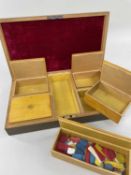 FINE MAUCHLINEWARE GAMES BOX, Striven of Laurencekirk, lid decorated with title view 'Castle from