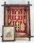 INTERESTING BOX-FRAMED TREEN COLLAGE & PHOTOGRAPH OF THOMAS JONES, c. 1900, collage includes