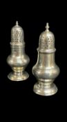 NEAR PAIR GEORGE III SILVER PEPPERETTES, Robert Peaston, London 1759, 11cms high, tot appr wt