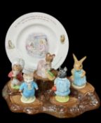 FOUR JOHN BESWICK BEATRIX POTTER FIGURES with gold backstamp, Tom Kitten, Pig-Wig, Timmy Tiptoes,