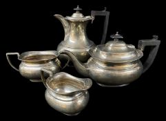 GEORGE V SILVER TEA & COFFEE SERVICE, William Adams Ltd, Birmingham 1927, plain oval form, tot appr.