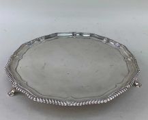 GEORGE V SILVER SALVER, by Hawksworth Eyre & Co. Limited, London 1919, circular form with shaped and