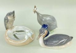 ROYAL COPENHAGEN CERAMICS comprising 'Mouse & Owl' dish numbered to base 1050/610 & 161, model of