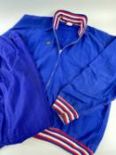 CIRCA 1966 'ENGLAND' UMBRO TRAINING SUIT two piece, blue cotton, full zip to jacket, ankle zips to