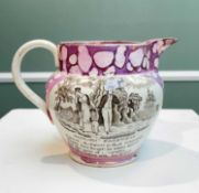 SUNDERLAND LUSTRE 'SAILORS' FAREWELL' JUG, c. 1820, probably Dixon & Son, printed with vignette of