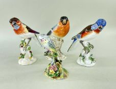FOUR PORCELAN MODELS OF BIRDS, comprising Royal Worcester Bullfinch no.2662, two Samson Chelsea-