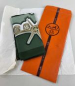 HERMES SILK SCARF 'Les Eperons' green border, designed by Francoise de la Perriere, original