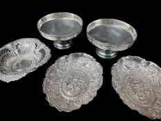 ASSORTED SILVER BONBON DISHES, comprising late Victorian 1897 diamond jubilee commemorative