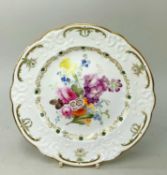 SWANSEA PORCELAIN DESSERT PLATE, centre painted with wildflowers in the style of William Pollard,