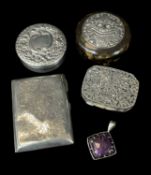 SILVER COLLECTABLES to include Edwardian silver cigarette case, London 1900-1924, small silver