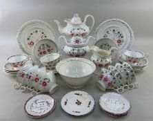 STAFFORDSHIRE 'GAUDY WELSH' TEA SERVICE FOR TWELVE, decorated with pink flowers and trellis,