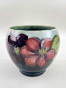 MOORCROFT ANEMONE PATTERN CACHE POT, tube lined decoration on pale blue ground, factory mark to