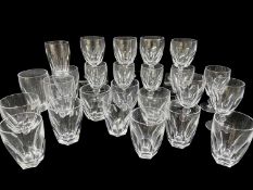 WATERFORD CRYSTAL 'KATHLEEN' PATTERN DRINKING GLASSES, to include large x 6, medium x 9 and small