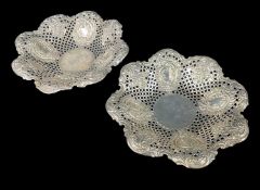 PAIR VICTORIAN SILVER BONBON DISHES, James Dixon & Sons Ltd., Sheffield 1897, 15cms diam, tot appr