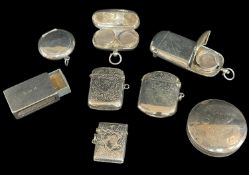 ASSORTED SILVER VESTA & OTHER CASES, including three vestas with engraved and/pr monogrammed