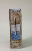 TROIKA POTTERY VASE, square section, decorated by Simone Kilburn, Newlyn 1975-1977, textured surface