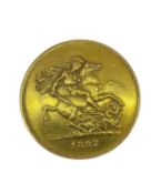 VICTORIAN GOLD £5 COIN, 1887, Jubilee bust, 40.0gms Provenance: private collection Pembrokeshire