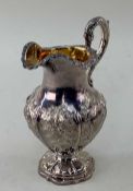 VICTORIAN SILVER JUG, Edinburgh 1846, gilt interior with swan neck handle, repoussé floral