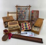 ASSORTED VINTAGE EDUCATIONAL TOYS AND GAMES, including floral Loto, Animal Alphabet, box of bone