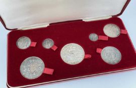 CASED VICTORIAN 1887 SPECIMEN SEVEN COIN SET, comprising crown, double florin, half crown, florin,