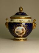 COALPORT 'NAMED VIEW' BONE CHINA POT POURRI JAR & COVER, painted circular vignette view of Loch