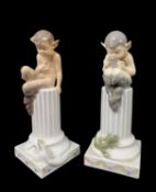 TWO ROYAL COPENHAGEN FIGURES OF FAUNS, comprising 'Faun with Squirrel' numbered 456 and 'Faun with