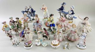 GROUP OF CONTINENTAL FIGURES including Sitzendorf and Dresden style groups (16), together with two