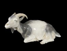 ROYAL COPENHAGEN PORCELAIN MODEL OF A GOAT, designed by Christian Thomsen, recumbent facing slightly