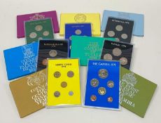 SEVEN ROYAL MINT PROOF YEAR COIN SETS, North Yemen 1974, Tuvalu 1976, Falkland Islands 1974,