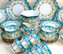 RARE CHARLES WILEMAN & CO. FOLEY 'PETUNIA' PATTERN BONE CHINA TEA SERVICE, pattern 7069 in