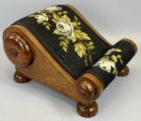 VICTORIAN MAHOGANY GOUT STOOL, 24cms H, 42cms W, 31cms D