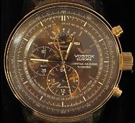 VOSTOK EUROPE PERPETUAL CALENDAR 10/3000 WRISTWATCH - with leather strap, in original packing case