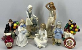 ORNAMENTAL FIGURES (5 Nao figures), 31cms the tallest, Royal Doulton 'The Balloon Man' HN1954, '