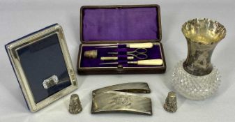 SMALL SILVER & OTHER COLLECTABLES GROUP - to include a curved pocket calling card case, silver