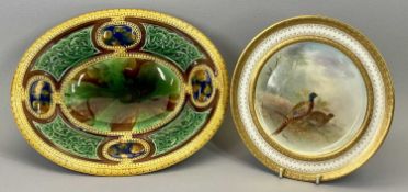 AMENDED DESCRIPTION; ROYAL DOULTON CIRCULAR PLATE, handpainted with a cock and hen pheasant in