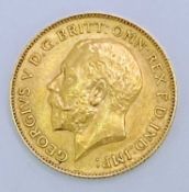 GOLD HALF SOVEREIGN, GEORGE V - dated 1913