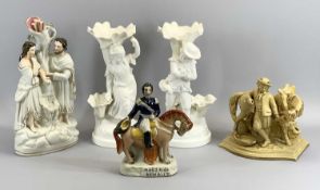 COPELANDS CHINA, PAIR OF 'BLANC DE CHINE' TYPE GIRL & BOY VASES - approximately 29cms tall,