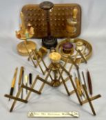 TREEN HABERDASHERY ASSORTMENT to include bobbin holders ETC