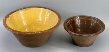 EGG CROCKS/ MILK PANS (2) - one being 43cms diameter, the other 30cms diameter