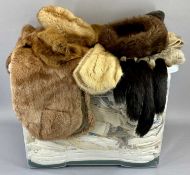 LINEN - vintage bed and table linen and a quantity of furs