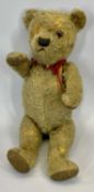 VINTAGE TEDDY BEAR - with a red scarf, 40cms tall