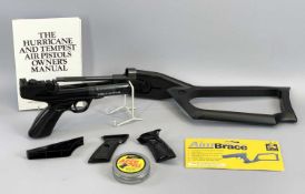 WEBLEY HURRICANE AIR PISTOL, with manual, .22 air pistol with aim brace, manual and a quantity of