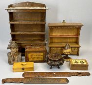 DUTCH? CARVED BUST OF A GENTLEMAN SMOKING A PIPE, vintage money boxes, hardwood stand, Eastern