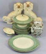 J & G MEAKIN 'FLORIDA' DINNERWARE, approximately 20 pieces, a pair of Staffordshire dogs, 32cms tall
