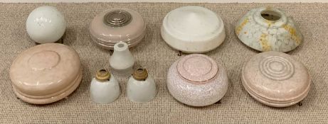 VINTAGE MOTTLED GLASS PENDANT and other lampshades (10)